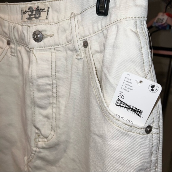 $78 NWT Free People We The Free Brea Cutoff Denim Mini Skirt Deco White Sz 26 - Picture 4 of 6